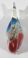 Clear Red White Blue Tropical Fish 4 3/4" Tall Blown Art Glass Sculpture