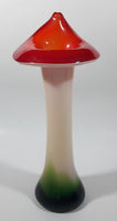 Red White Green Jack In The Pulpit Lily Shaped 11 3/4" Tall Art Glass Flower Bud Vase