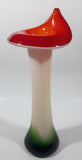 Red White Green Jack In The Pulpit Lily Shaped 11 3/4" Tall Art Glass Flower Bud Vase