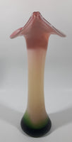 Red White Green Jack In The Pulpit Lily Shaped 11 3/4" Tall Art Glass Flower Bud Vase