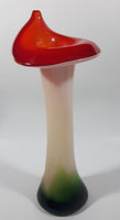 Red White Green Jack In The Pulpit Lily Shaped 11 3/4" Tall Art Glass Flower Bud Vase