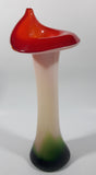 Red White Green Jack In The Pulpit Lily Shaped 11 3/4" Tall Art Glass Flower Bud Vase