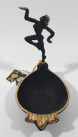 Antique 1940s Paris Art No. 746 Goddess Woman in Pose Art Deco Style 5 3/4" Tall Brass Trimmed Black Cast Iron Ashtray with Original Tags