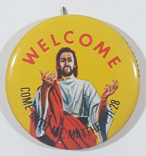 Vintage Standard Publishing Jesus Welcome Come Unto Me Matthew 11:28 1" Button Pin