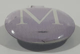 Vintage Light Purple with White Letter M Fold Over Style 5/8" Metal Tab Clip Pin