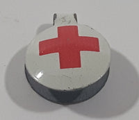 Vintage Red Cross Fold Over Style 3/8" Metal Tab Clip Pin