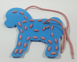 Vintage 1980 Fisher Price Quaker Oats 727 Little Lace Ups Blue Plastic Horse with Shoe Laces