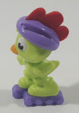 Kinder Surprise City Chicks SD337 Green Bird with Purple Rollerblades and Red Felt Mohawk 1 7/8" Tall Plastic Toy Figure