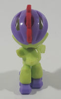 Kinder Surprise City Chicks SD337 Green Bird with Purple Rollerblades and Red Felt Mohawk 1 7/8" Tall Plastic Toy Figure