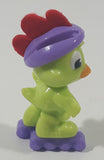 Kinder Surprise City Chicks SD337 Green Bird with Purple Rollerblades and Red Felt Mohawk 1 7/8" Tall Plastic Toy Figure