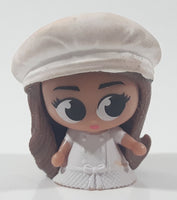 2016 Mattel Barbie Fash'ems Mash'ems Girl in White Beret Hat 1 3/4" Tall Super Squishy Rubber Toy Figure 50850