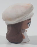 2016 Mattel Barbie Fash'ems Mash'ems Girl in White Beret Hat 1 3/4" Tall Super Squishy Rubber Toy Figure 50850