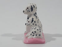 Mother and Baby Puppy Dalmatian Dogs on Pink Blanket 2" Wide PVC Toy Figure