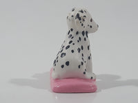 Mother and Baby Puppy Dalmatian Dogs on Pink Blanket 2" Wide PVC Toy Figure