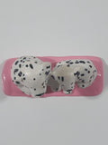 Mother and Baby Puppy Dalmatian Dogs on Pink Blanket 2" Wide PVC Toy Figure