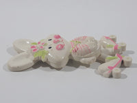 Vintage 1974 Avon Easter Bunny with Roller Skates Shaped Solid Glace Scented Perfume Fragrance Compact White Plastic 3 3/8" Brooch Pin