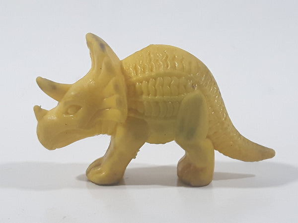 Vintage Diener Style Yellow Triceratops Dinosaur 1 3/4" Long Rubber Eraser Pencil Topper