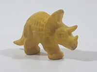 Vintage Diener Style Yellow Triceratops Dinosaur 1 3/4" Long Rubber Eraser Pencil Topper