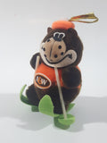 Vintage A&W Root Beer Bear Skiing with Green Skis 3 3/4" Tall Plush Stuffed Character Hanging Christmas Tree Ornament