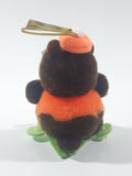Vintage A&W Root Beer Bear Skiing with Green Skis 3 3/4" Tall Plush Stuffed Character Hanging Christmas Tree Ornament