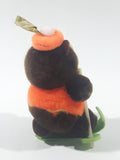 Vintage A&W Root Beer Bear Skiing with Green Skis 3 3/4" Tall Plush Stuffed Character Hanging Christmas Tree Ornament