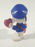 United Features Syndicate Peanuts Valentine's Day Mailman Snoopy Holding Pink Heart Shaped Letter 2 1/2" Tall PVC Toy Figure