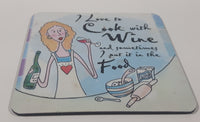 Stonewitwords "I Love to Cook with Wine and sometimes I put it in the Food" 3 1/4" x 3 1/4" Fridge Magnet