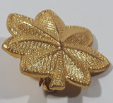 Vintage 1950s N.S. Meyer Inc New York USAF Lieutenant Gold Tone Oak Leaf 1" x 1 1/8" Military Lapel Pin