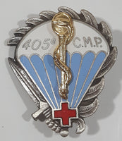 Vintage France Algerian War 405 e C.M.P Medical Paratrooper 1 3/8" x 1 5/8" Enamel Metal Cap Hat Badge Pin Military Insignia