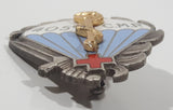 Vintage France Algerian War 405 e C.M.P Medical Paratrooper 1 3/8" x 1 5/8" Enamel Metal Cap Hat Badge Pin Military Insignia