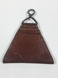 Vintage WWII French Brown Leather Rear Back Suspender Connector Belt Hooks