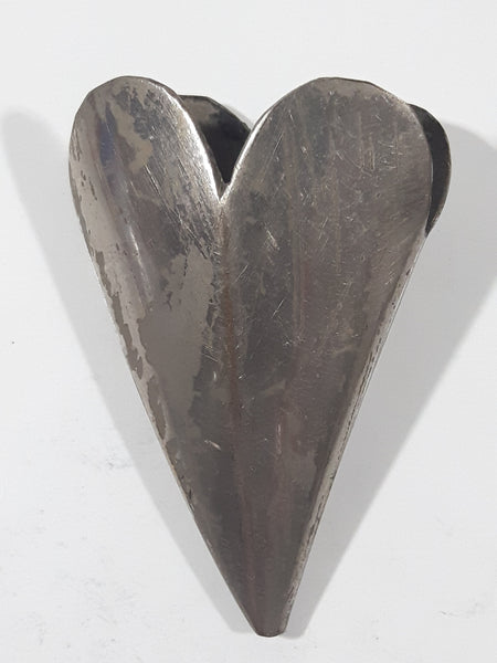 Antique Miniature 2" Metal Heart Pocket Cone Tulip Shaped Edge