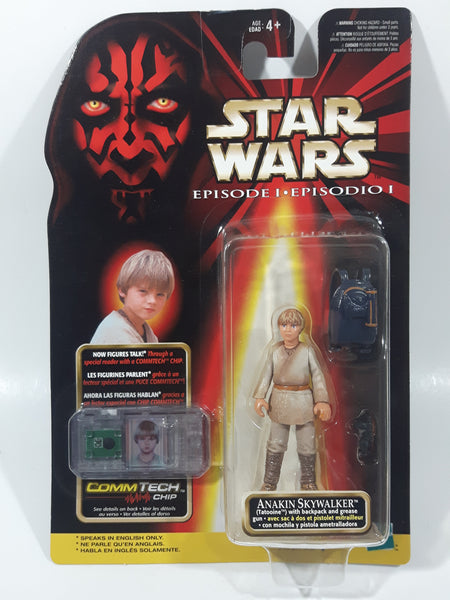 1998 Hasbro Star Wars Episode 1 Collection 1 CommTech 2 7/8" Tall Anakin Skywalker with Backpack and Grease Gun Toy Action Figure and Chip New in Package