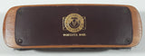 Vintage Sheppard Envelope Company 6 5/8" Long Thin Brown Leather Topped Wood Handle Brown Bristle Shoe Brush Worcester, Mass.
