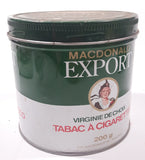 Vintage Macdonald's Export Finest Virginia Cigarette Tobacco 200g Metal Tin Can