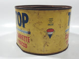 Vintage TOP Cigarette Tobacco 7 oz Yellow Metal Tin Can No Lid