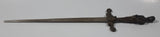 Vintage Joan of Arc Bronze 12" Metal Letter Opener Sword with '1732' Brown Leather Sheath Wall Hanging