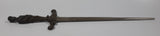 Vintage Joan of Arc Bronze 12" Metal Letter Opener Sword with '1732' Brown Leather Sheath Wall Hanging