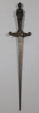 Vintage Joan of Arc Bronze 12" Metal Letter Opener Sword with '1732' Brown Leather Sheath Wall Hanging