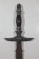 Egyptian Twin Double Winged Armor with Red Bead Mummy and Goddess Themed Dagger Knife Sword Set in Black Leather Sheath Scabbard