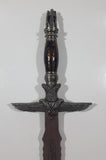 Egyptian Twin Double Winged Armor with Red Bead Mummy and Goddess Themed Dagger Knife Sword Set in Black Leather Sheath Scabbard