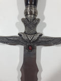 Egyptian Twin Double Winged Armor with Red Bead Mummy and Goddess Themed Dagger Knife Sword Set in Black Leather Sheath Scabbard