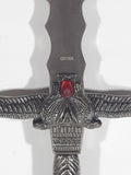 Egyptian Twin Double Winged Armor with Red Bead Mummy and Goddess Themed Dagger Knife Sword Set in Black Leather Sheath Scabbard