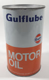 Vintage Gulf Gulflube SAE 30 1.13 Litre Motor Oil Metal Can FULL