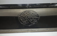 Rare Vintage Clarence A. Wells Pacific Northwest British Columbia Aboriginal Art Etched Silver Plated 7 3/4" x 19 3/4" Platter Serving Tray Signed