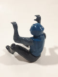 Blue and Grey Character with Helmet In Riding Pose With Arms Up 2 1/2" Tall Plastic Toy Figure