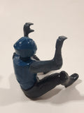 Blue and Grey Character with Helmet In Riding Pose With Arms Up 2 1/2" Tall Plastic Toy Figure