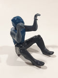 Blue and Grey Character with Helmet In Riding Pose With Arms Up 2 1/2" Tall Plastic Toy Figure