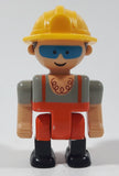 Lego Duplo Style Mini Construction Worker with Chest Hair 2 1/4" Tall Plastic Toy Figure