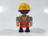 Lego Duplo Style Mini Construction Worker with Chest Hair 2 1/4" Tall Plastic Toy Figure